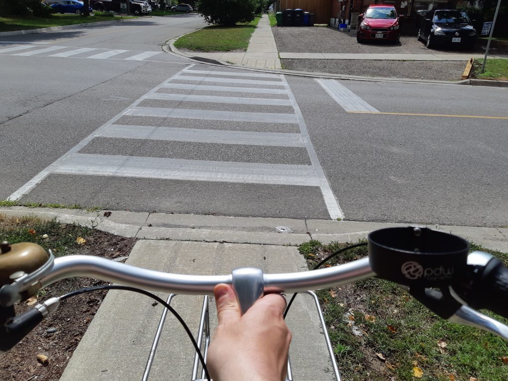 Bicycle, Dismounted at Crosswalk